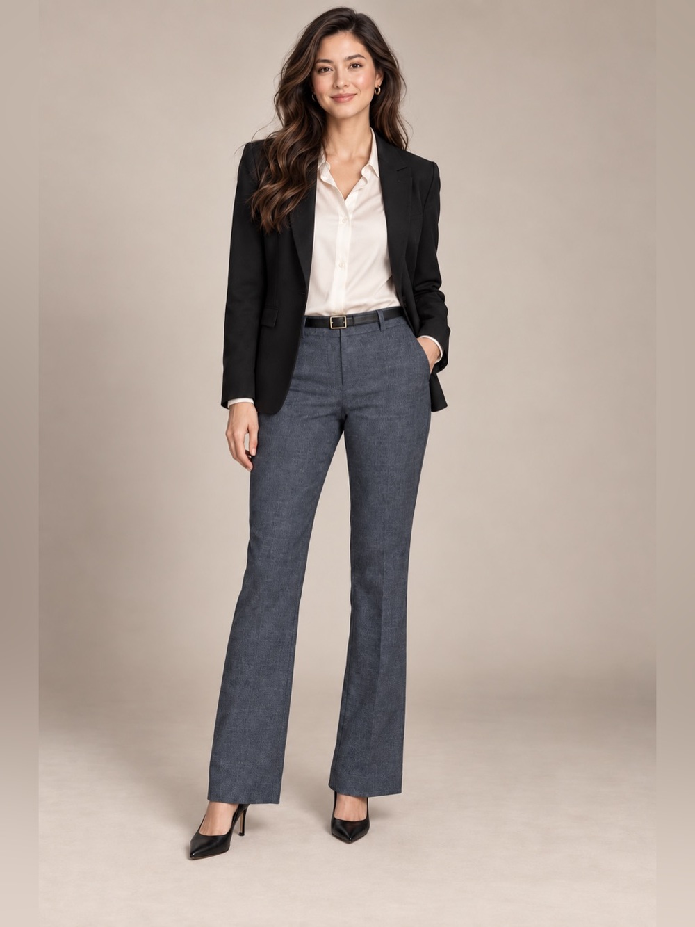 LOFT Petite Marisa Textured Trouser Dress Pants 8P Dark Gray Stretch NWT